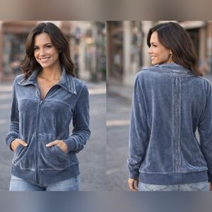 #456 Tribal Gray Velour Sequined Jacket sz L